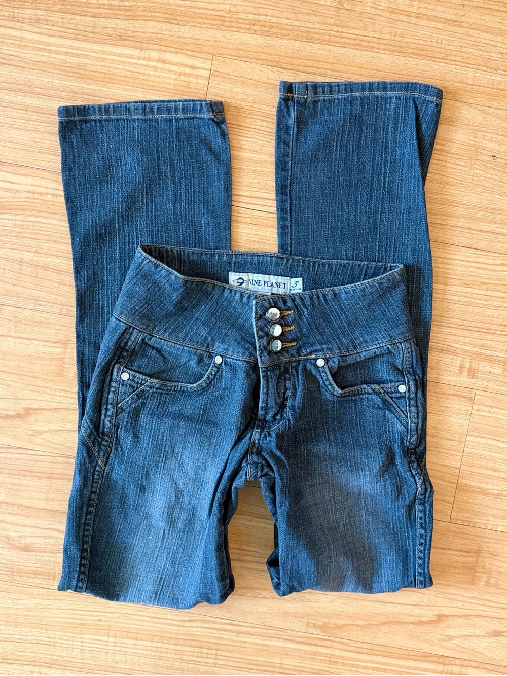 Nine Planet Dark Blue mid-rise wide leg Jeans
